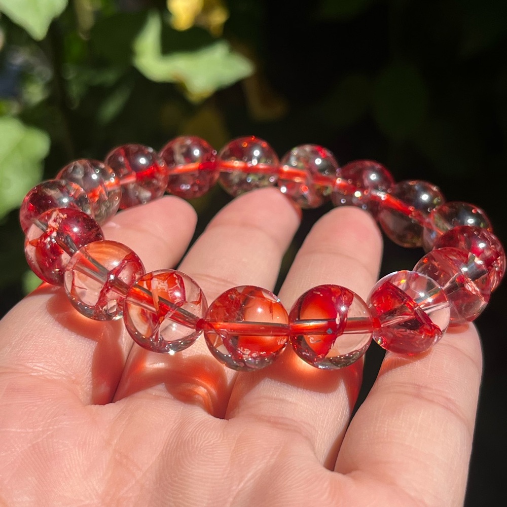 13mm stretchable‎ color treated clear quartz bracelet
